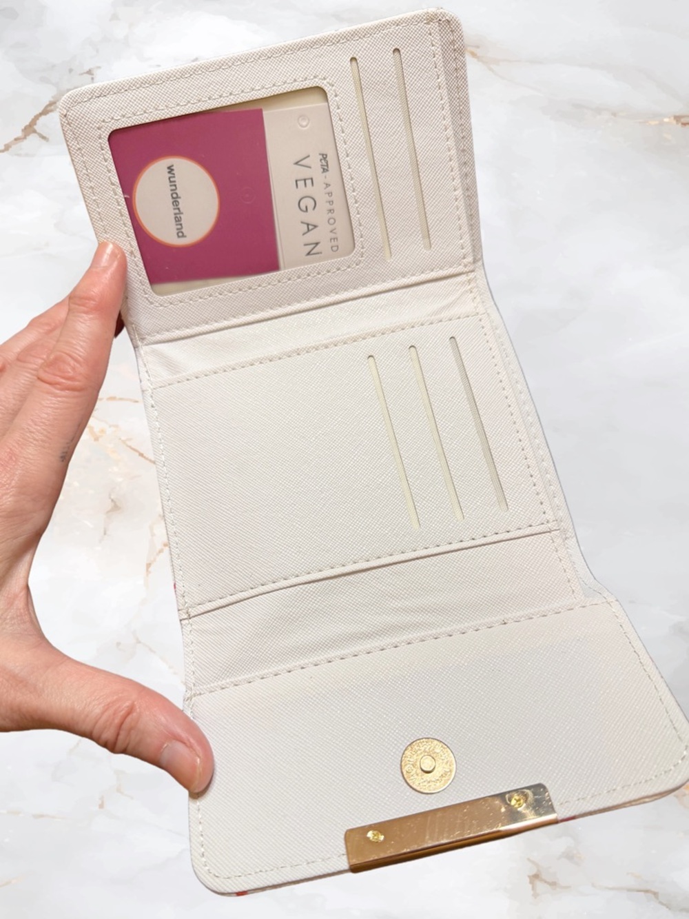 NWT Monogram Inspired Vegan Trifold Wallet Compact Snap Closure - Picture 4 of 8